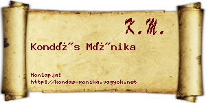 Kondás Mónika névjegykártya